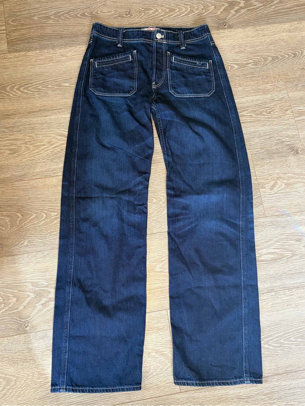We The Free Button Fly Wide-leg High Rise Dark Blue Jeans Size 25